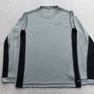 Alo Yoga Mens Grey Black Colorblock Performance Long Sleeve Shirt Size M Active